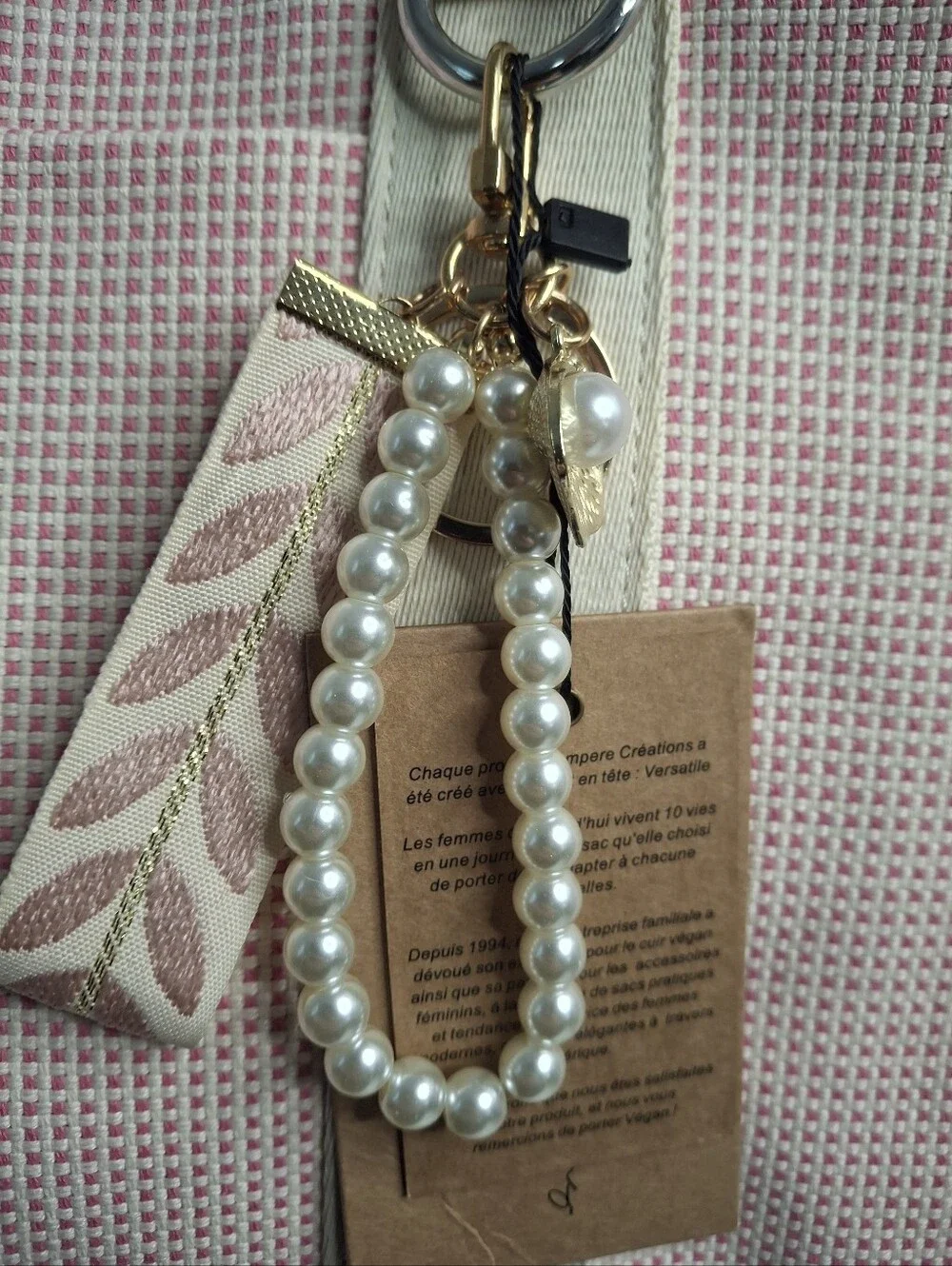 Ampere Creations Margo Pink Cotton Canvas Tote Crossbody Bag NWT + Bag Charm